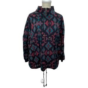 Vintage Southwestern Aztec Pullover Sweater 1/4 Zip Brass Accents Women Sz 18/20